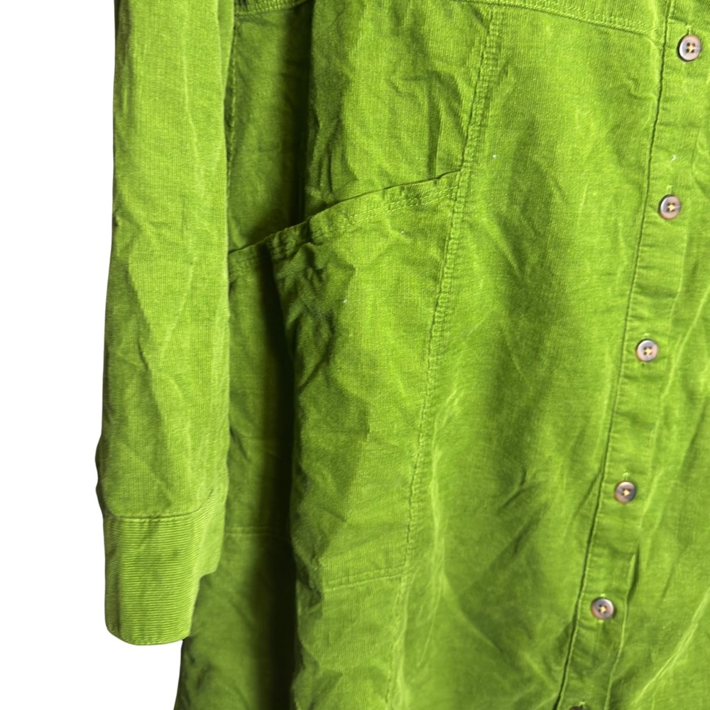 J. Jill Corduroy Shirt Dress in Vibrant Green - Picture 2 of 4